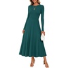 image:imageZESICA Womens Fall Winter Pleated Cocktail Party Midi Sweater DressTeal