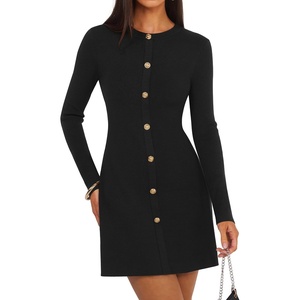 image:imageZESICA Womens 2026 Fall Winter Long Sleeve Work Office Sweater DressesBlack