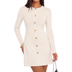 image:imageZESICA Womens 2026 Fall Winter Long Sleeve Work Office Sweater DressesIvory