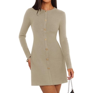 image:imageZESICA Womens 2026 Fall Winter Long Sleeve Work Office Sweater DressesKhaki