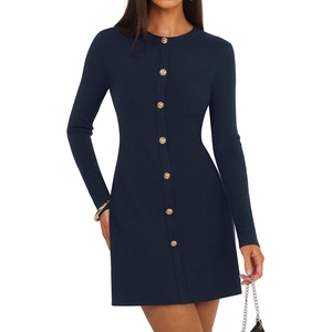 image:imageZESICA Womens 2026 Fall Winter Long Sleeve Work Office Sweater DressesNavy
