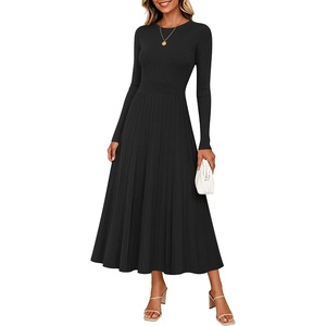 image:imageZESICA Womens Fall Winter Pleated Cocktail Party Midi Sweater DressBlack