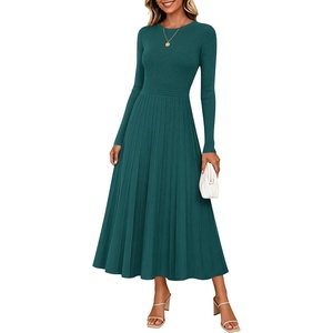 image:imageZESICA Womens Fall Winter Pleated Cocktail Party Midi Sweater DressTeal