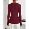 image:imageZESICA Fall Long Sleeve Henley Shirts for Women Dressy Casual 2026Burgundy