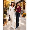 image:imageZESICA Fall Long Sleeve Henley Shirts for Women Dressy Casual 2026Burgundy