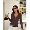 image:imageZESICA Fall Long Sleeve Henley Shirts for Women Dressy Casual 2026Dark Brown