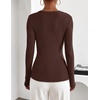 image:imageZESICA Fall Long Sleeve Henley Shirts for Women Dressy Casual 2026Dark Brown
