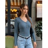 image:imageZESICA Fall Long Sleeve Henley Shirts for Women Dressy Casual 2026Dusty Blue