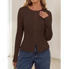 image:imageZESICA Women Fall Long Sleeve Slim Knit Lightweight Cardigan TopsBrown