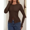 image:imageZESICA Women Fall Long Sleeve Slim Knit Lightweight Cardigan TopsBrown