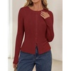 image:imageZESICA Women Fall Long Sleeve Slim Knit Lightweight Cardigan TopsBurgundy