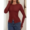 image:imageZESICA Women Fall Long Sleeve Slim Knit Lightweight Cardigan TopsBurgundy