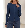 image:imageZESICA Women Fall Long Sleeve Slim Knit Lightweight Cardigan TopsNavy Blue