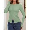 image:imageZESICA Women Fall Long Sleeve Slim Knit Lightweight Cardigan TopsPea Green
