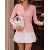 image:imageZESICA Women Fall Long Sleeve Slim Knit Lightweight Cardigan TopsPink