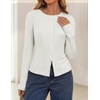 image:imageZESICA Women Fall Long Sleeve Slim Knit Lightweight Cardigan TopsWhite