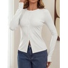image:imageZESICA Women Fall Long Sleeve Slim Knit Lightweight Cardigan TopsWhite