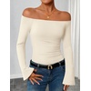 image:imageZESICA Women Off The Shoulder Tops Long Sleeve Going Out ShirtsApricot