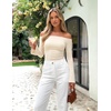 image:imageZESICA Women Off The Shoulder Tops Long Sleeve Going Out ShirtsApricot
