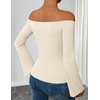image:imageZESICA Women Off The Shoulder Tops Long Sleeve Going Out ShirtsApricot