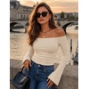 image:imageZESICA Women Off The Shoulder Tops Long Sleeve Going Out ShirtsApricot