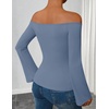 image:imageZESICA Women Off The Shoulder Tops Long Sleeve Going Out ShirtsBlue