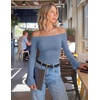image:imageZESICA Women Off The Shoulder Tops Long Sleeve Going Out ShirtsBlue