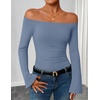 image:imageZESICA Women Off The Shoulder Tops Long Sleeve Going Out ShirtsBlue