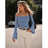 image:imageZESICA Women Off The Shoulder Tops Long Sleeve Going Out ShirtsBlue