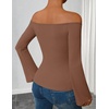 image:imageZESICA Women Off The Shoulder Tops Long Sleeve Going Out ShirtsBrown