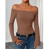 image:imageZESICA Women Off The Shoulder Tops Long Sleeve Going Out ShirtsBrown