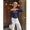 image:imageZESICA Women Off The Shoulder Tops Long Sleeve Going Out ShirtsNavy