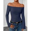 image:imageZESICA Women Off The Shoulder Tops Long Sleeve Going Out ShirtsNavy