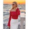 image:imageZESICA Women Off The Shoulder Tops Long Sleeve Going Out ShirtsRed