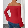image:imageZESICA Women Off The Shoulder Tops Long Sleeve Going Out ShirtsRed