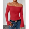 image:imageZESICA Women Off The Shoulder Tops Long Sleeve Going Out ShirtsRed