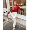 image:imageZESICA Women Off The Shoulder Tops Long Sleeve Going Out ShirtsRed