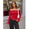 image:imageZESICA Women Off The Shoulder Tops Long Sleeve Going Out ShirtsRed
