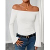 image:imageZESICA Women Off The Shoulder Tops Long Sleeve Going Out ShirtsWhite