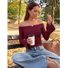image:imageZESICA Women Off The Shoulder Tops Long Sleeve Going Out ShirtsWine