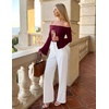 image:imageZESICA Women Off The Shoulder Tops Long Sleeve Going Out ShirtsWine