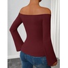 image:imageZESICA Women Off The Shoulder Tops Long Sleeve Going Out ShirtsWine
