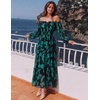 image:imageZESICA Womens 2026 Fall Long Sleeve Floral Maxi DressTurquoise