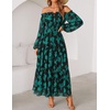 image:imageZESICA Womens 2026 Fall Long Sleeve Floral Maxi DressTurquoise