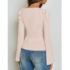 image:imageZESICA Womens Cute Tie Shoulder Going Out Y2K Tops Long Sleeve ShirtsApricot