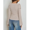 image:imageZESICA Womens Cute Tie Shoulder Going Out Y2K Tops Long Sleeve ShirtsApricot Stripe