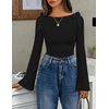 image:imageZESICA Womens Cute Tie Shoulder Going Out Y2K Tops Long Sleeve ShirtsBlack