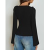 image:imageZESICA Womens Cute Tie Shoulder Going Out Y2K Tops Long Sleeve ShirtsBlack