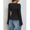 image:imageZESICA Womens Cute Tie Shoulder Going Out Y2K Tops Long Sleeve ShirtsBlack Dot
