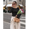 image:imageZESICA Womens Cute Tie Shoulder Going Out Y2K Tops Long Sleeve ShirtsBlack Dot